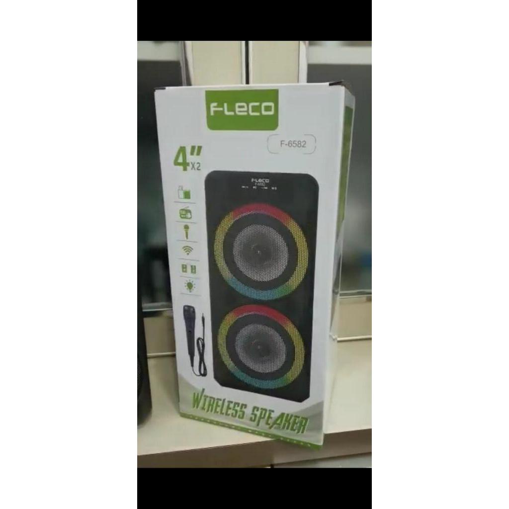 Speaker Fleco Super Bass F-6582 Terbaru Bluetooth Wireless Speaker + Mic