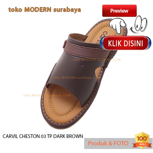 CARVIL CHESTON 03 TP DARK BROWN sandal anak sandal sopan casual slide selop