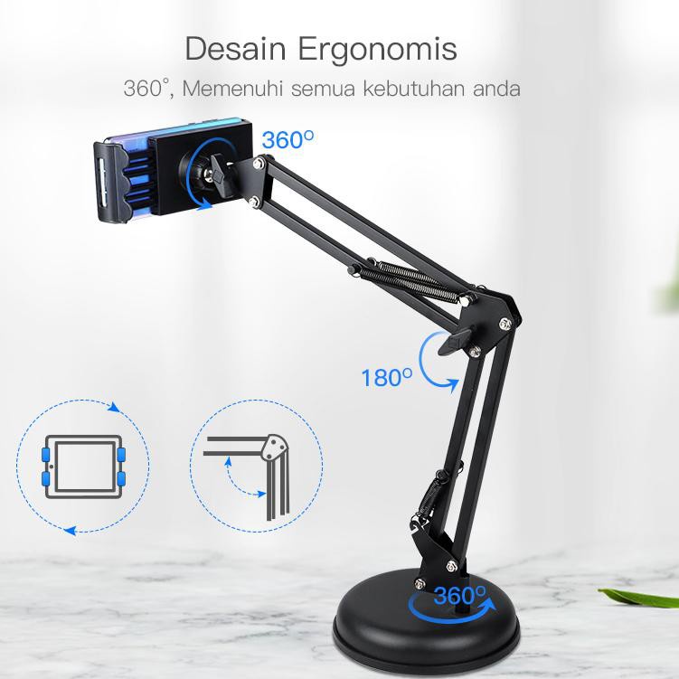 Stand Holder Hp Meja Broadcast Streaming Youtube Tiktok Vlogger Multifungsi Bracket S77 Stand HP Meja Fahrenheit Putar 360 Derajat / Holder Handphone / Dudukan HP / Stand Holding Phone Holder HP Lazypod Tablet Tripot HP-4