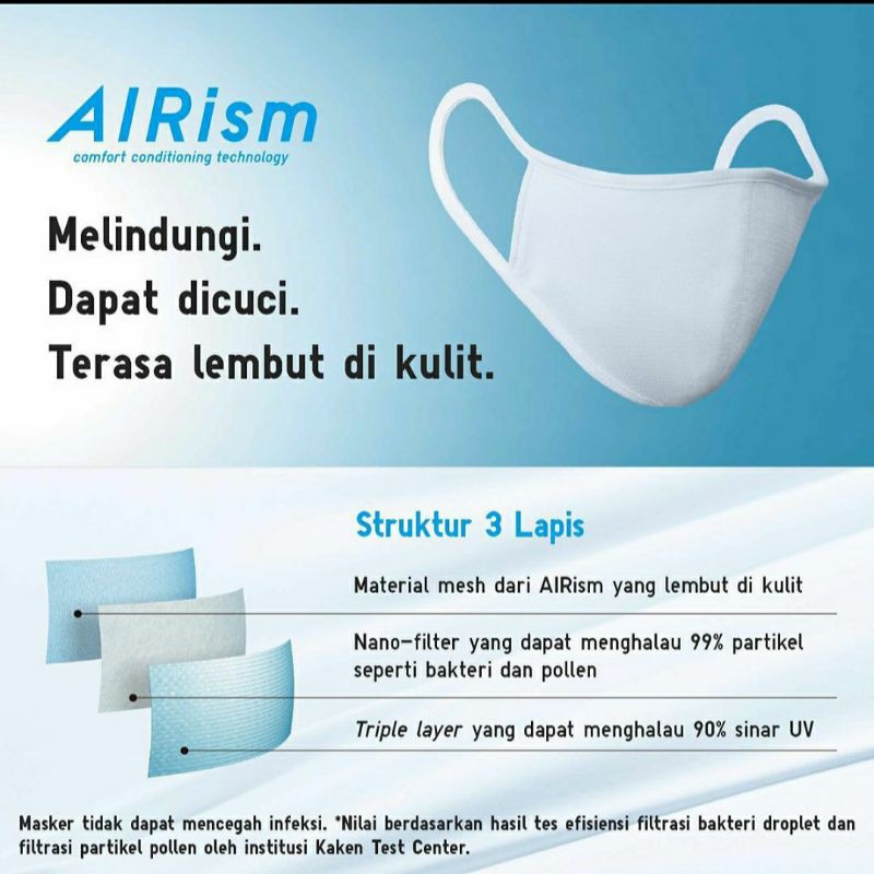 Uniqlo Airism Mask Masker Airism Uniqlo 3 ply breathable mask
