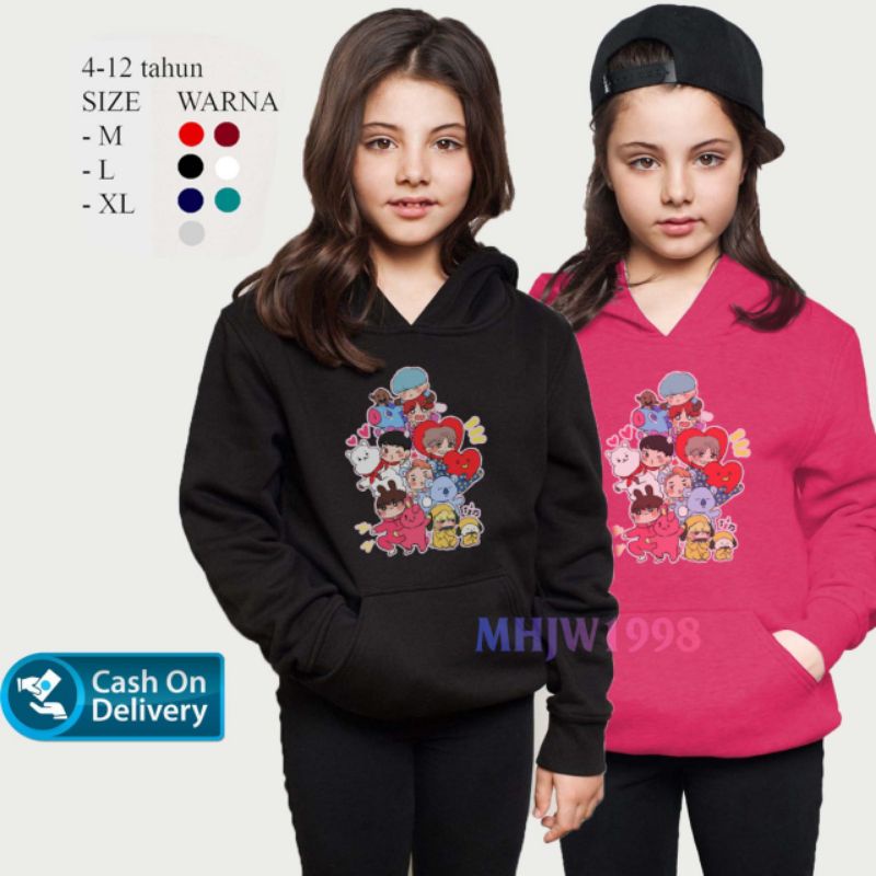 Hoodie Sweater Anak Perempuan Bts Butter Bt21 12 Tahun Murah/Switer Hodie Anak Perempuan Bts Butter 