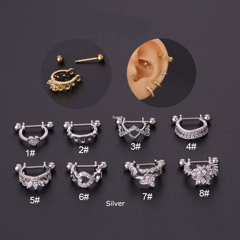 1pc Anting Tindikpiercing Wanita Bentuk Barbell Helix Lurus 20gauge