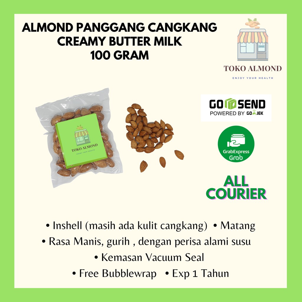 

Kacang Almond Panggang Cangkang Creamy Butter Milk 100gr
