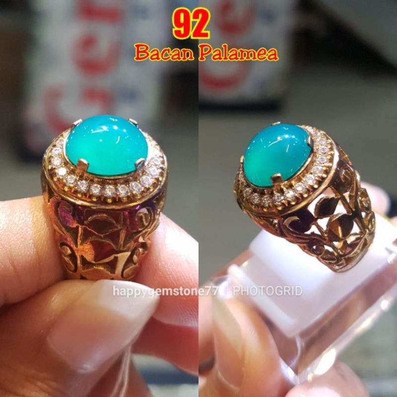 HAPPYGEMS77, BATU CINCIN BACAN PALAMEA KRISTAL RING PERAK ASLI