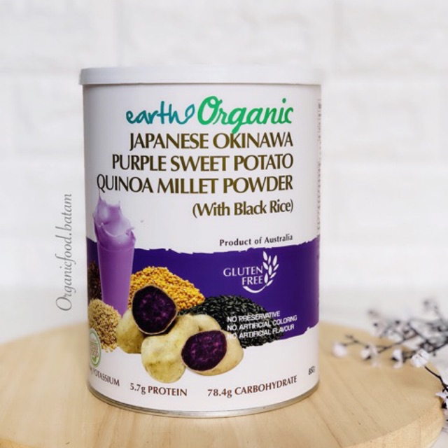 

Earth Organic Gluten Free Japanese Okinawa Purple Sweet Potato Quinoa Millet Powder 850g