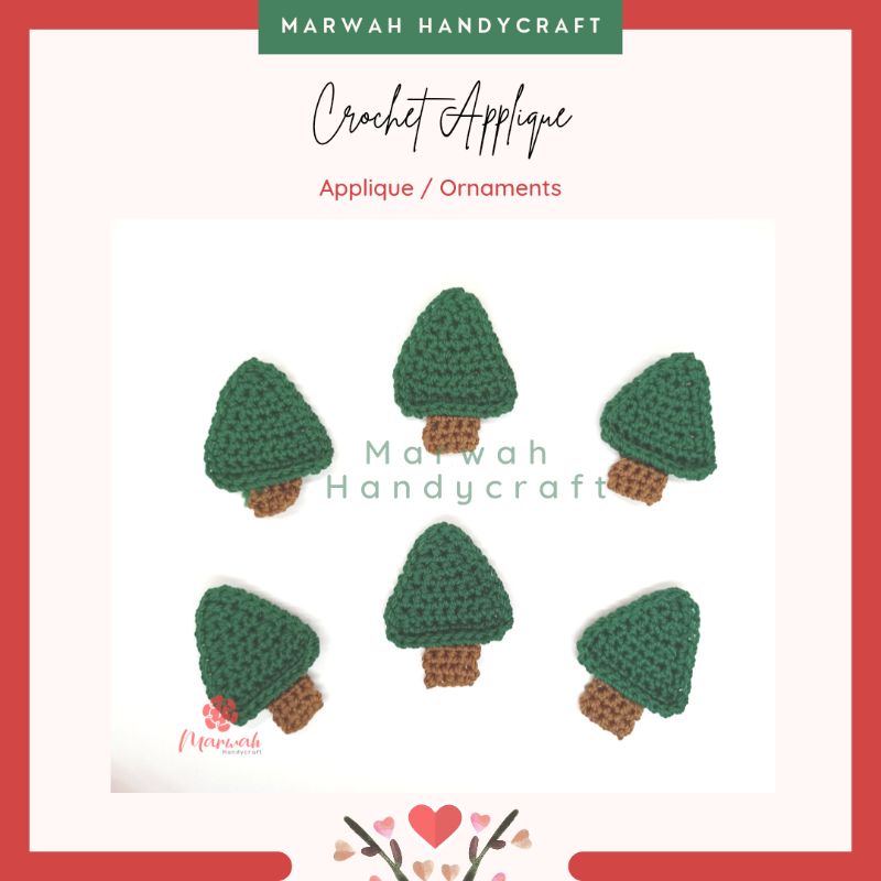 [READY] Aplikasi Pohon Cemara Ornament Pohon Cemara Aplikasi Rajut