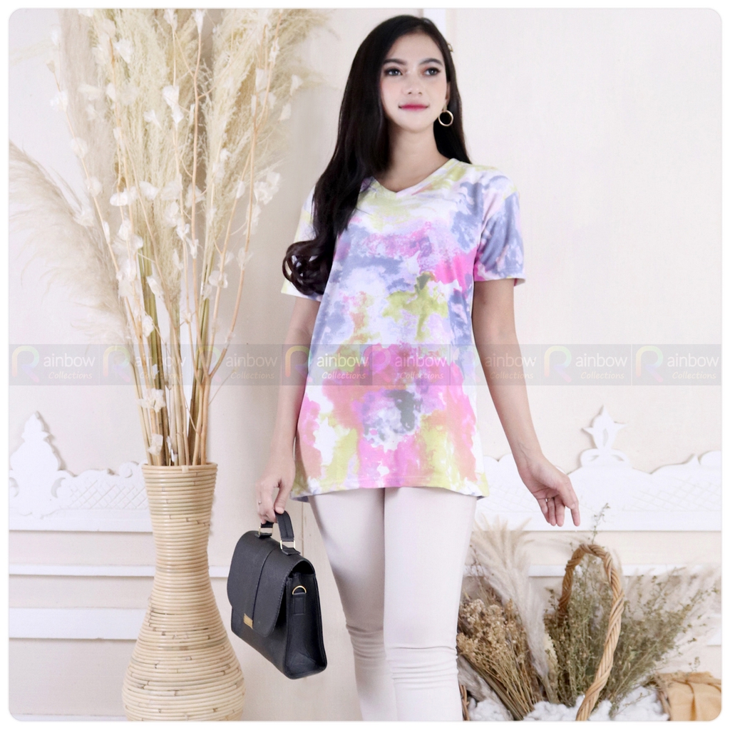 Kaos V-Neck TIE DYE XL / T-Shirt Tie Dye XL / Atasan Wanita Murah