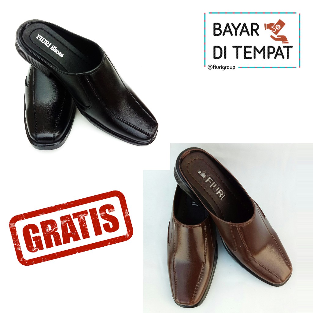 FIURI - BJ 6 HITAM 39-43 GRATIS BJ COKLAT - SEPATU PANTOFEL SELOP PRIA - SEPATU FORMAL PRIA - SEPATU PANTOPEL SLOP KERJA KANTOR COWOK MURAH - BUSTONG SLIP ON NIKAH PROMO DISKON - SEPATU PANTOPEL SENDAL KULIT LEBARAN HARI RAYA IDUL FITRI - FASHION PRIA