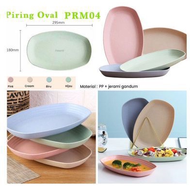 Piring Saji oval Bahan jerami gandum warna warni PRM04