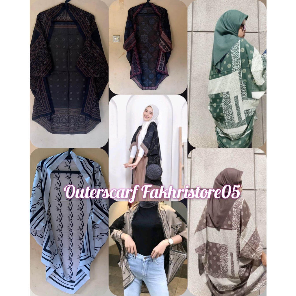 OUTER SCARF WANITA MURAH  CARDIGAN SCARF MOTIF  OUTER VOAL
