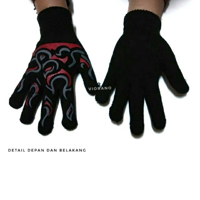 Hand Gloves Rajut Motif Api Sarung Tangan Motor Rajut Motif Unisex Tebal Berkualitas