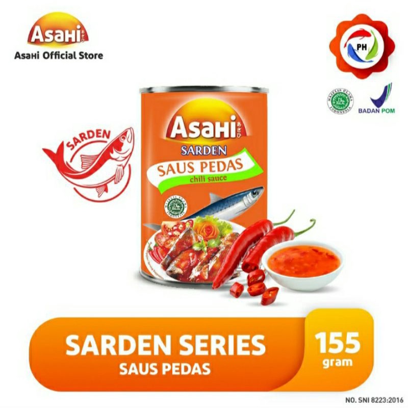 

Sarden ASAHI kemasan kaleng 155g variant pedas