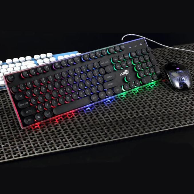Bundle Gaming Keyboard Mouse RGB Semi Mechanical Ldkai Retro Punk