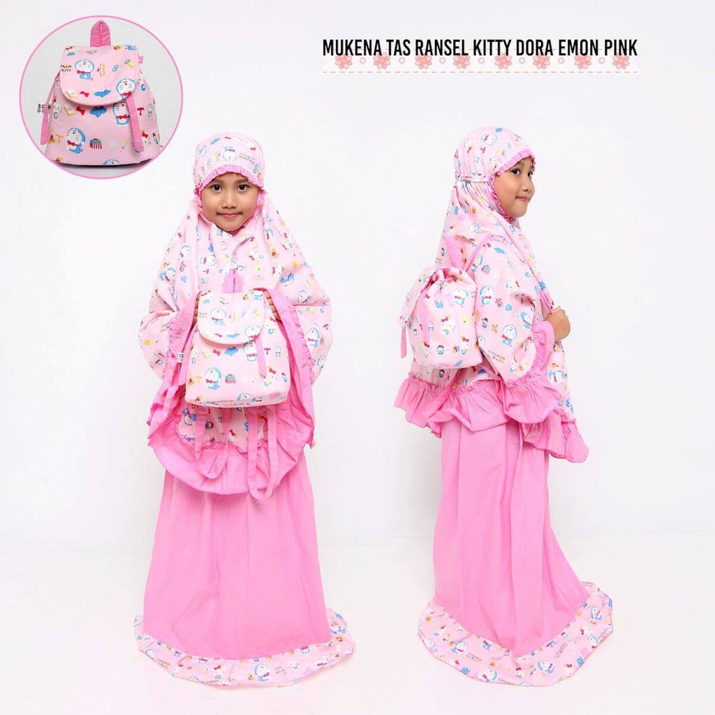 Jual Mukena Anak Karakter Doraemon Pink Tas Ransel Size Xs Umur 2-3 Tahun