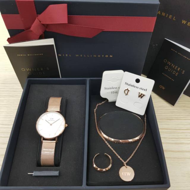 Jam tangan daniel wellington set kalung gelang