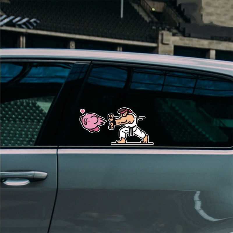 Kirby&amp;KOF Persendian Nama Mobil Stiker Tahan air Sepeda motor Stiker Kaca depan Dekorasi Stiker