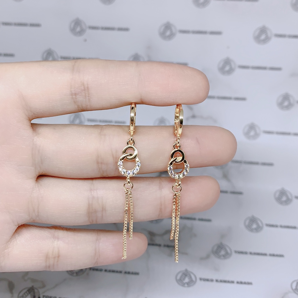 Anting Xuping Gold Perhiasan Fashion Wanita Permata Bunga garis *15