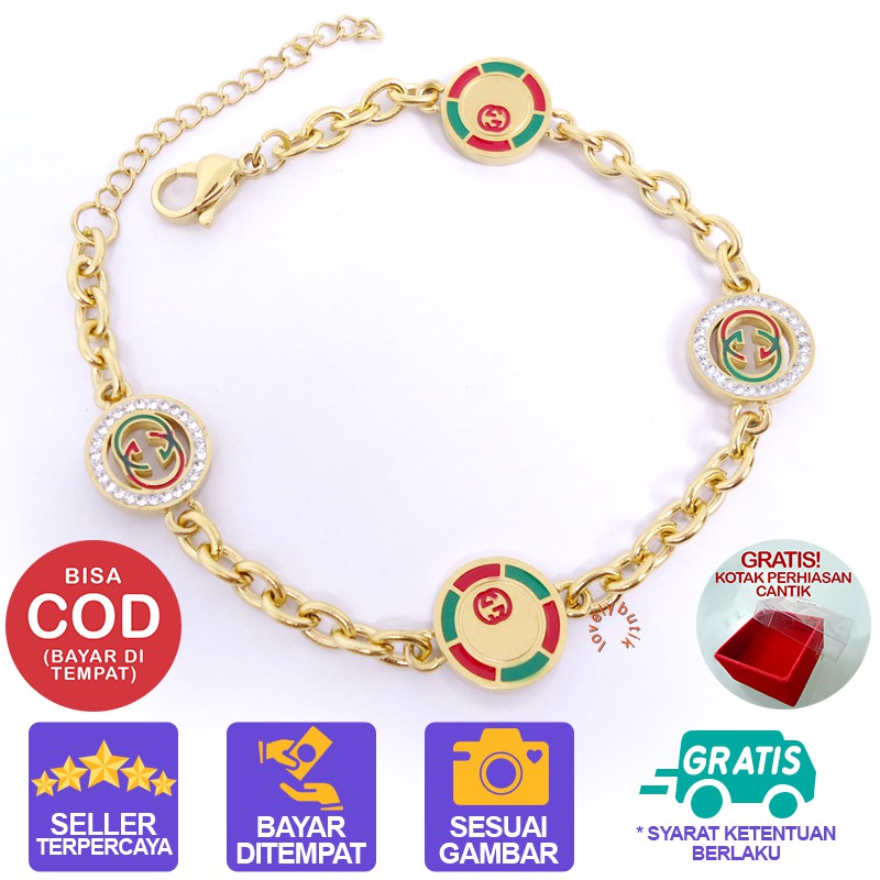 Lovelybutik Gelang Wanita Titanium Anti Karat Miranda New Gelang Tangan  BONUS KOTAK PERHIASAN