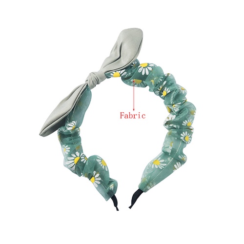 LRC Bando Fashion Rabbit Ears Organza Printed Small Daisy Headband K36846