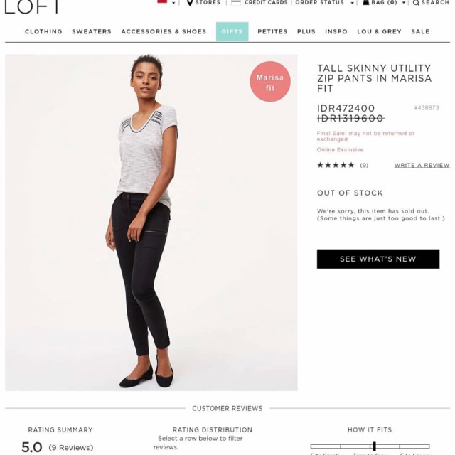 LOFT TALL SKINNY UTILITY ZIP PANTS IN MARISA