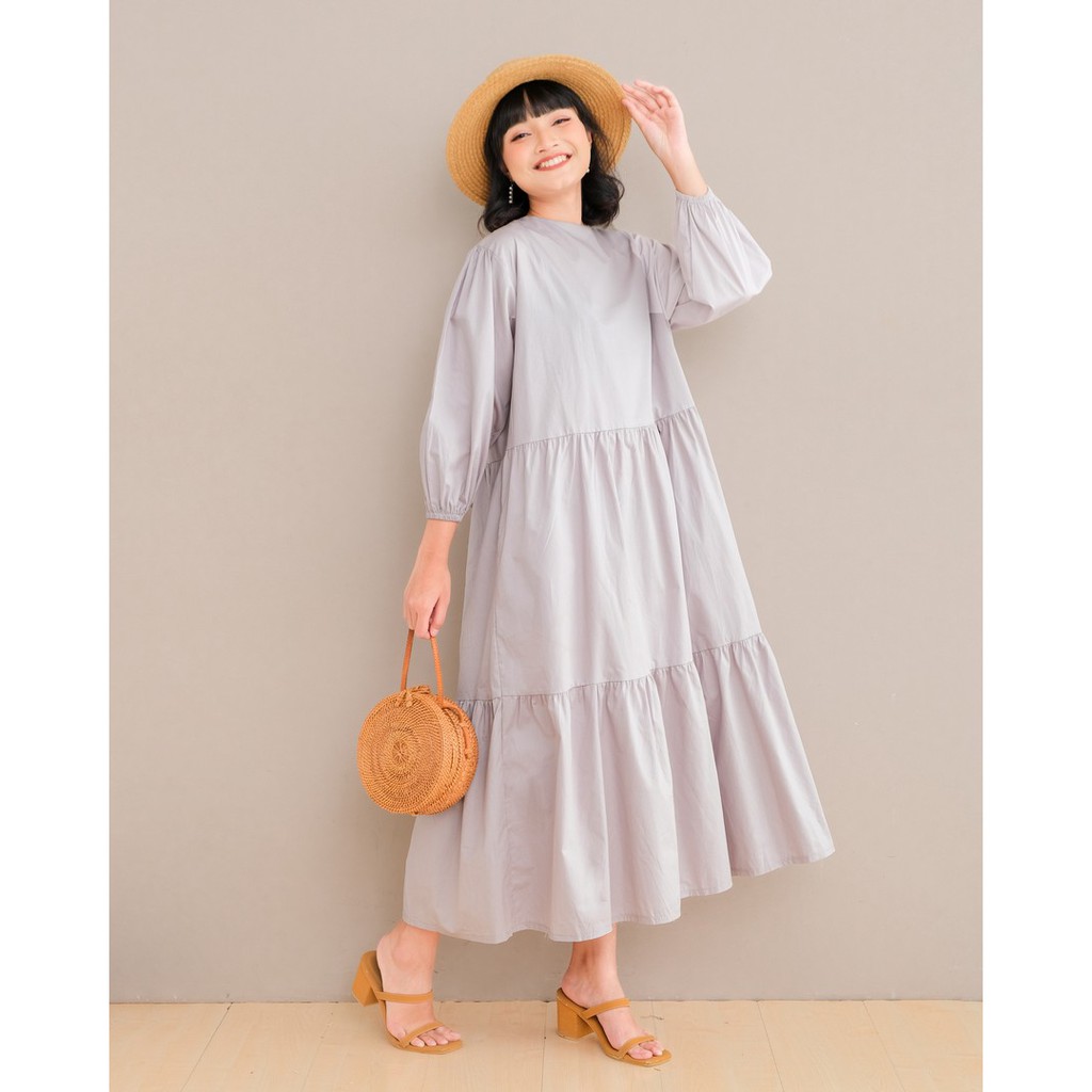 Myrubylicious DOTTY MAXI DRESS KODE 6183-LIGHT GREY