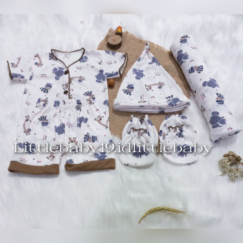 Baju Bayi Set Bedong Topi /Swaddle Set Baby Motip Fullprint SNI