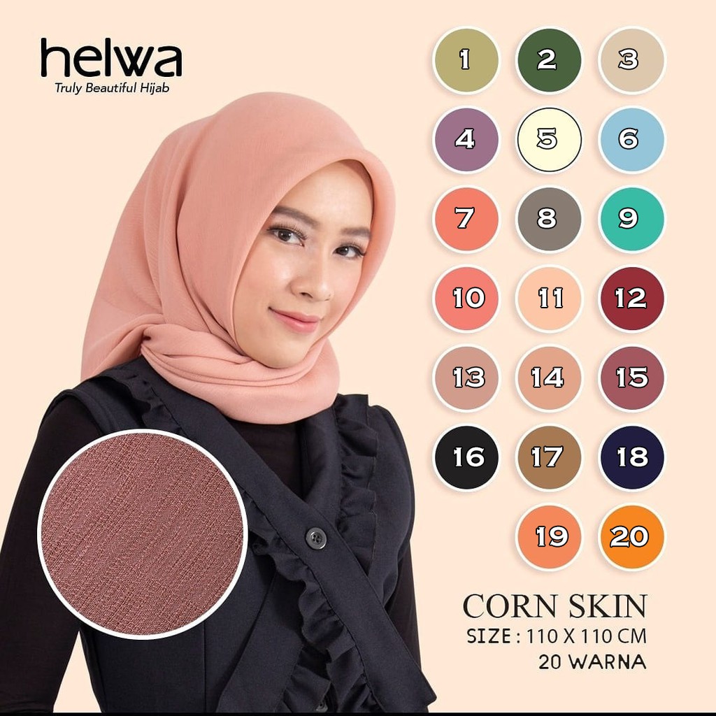  jilbab segiempat CORNSKIN HELWA ansania tekstur kulit 