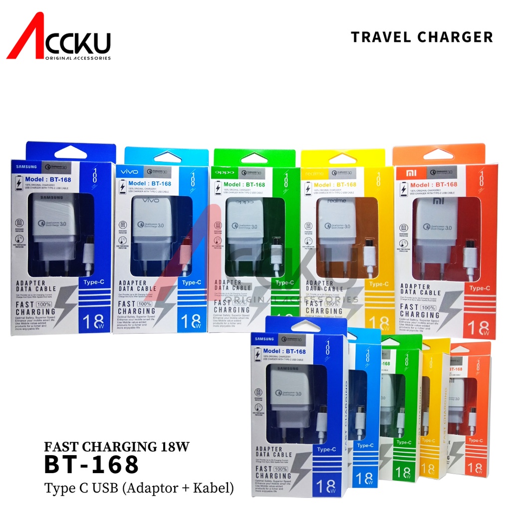 Charger 18W Type C Charger Micro Usb Fast Charging 18W Samsung Quick Charge Ori New -  BT-168