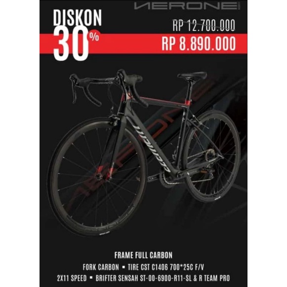 SEPEDA BALAP ROADBIKE ELEMENT NERONE FRAME CARBON SHIMANO 105 FLASH SALE