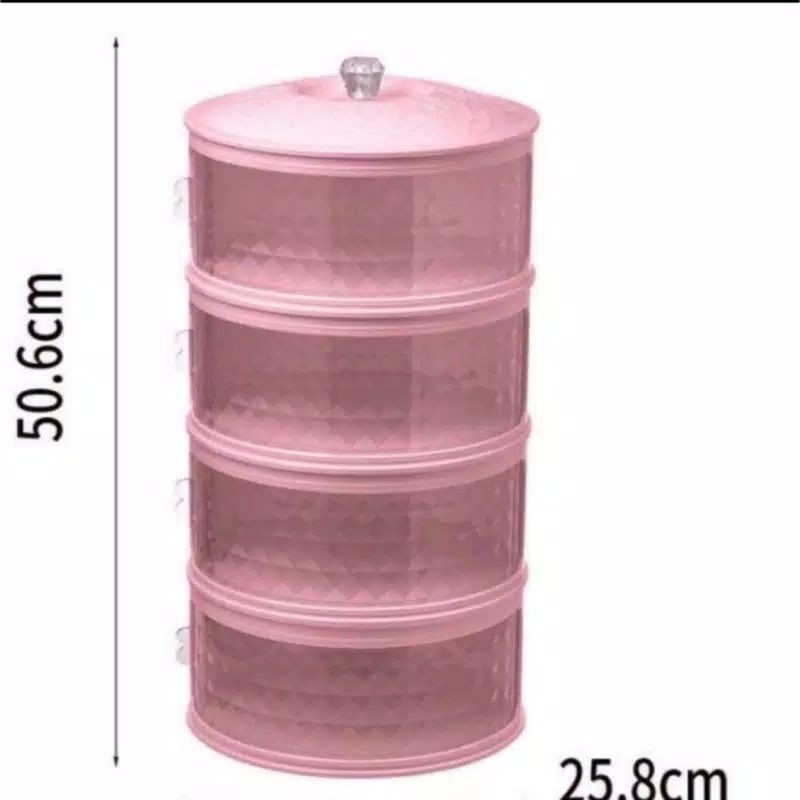 Tudung Saji Susun Masa Kini 4 Tingkat PINK *Diamond Pastel Version