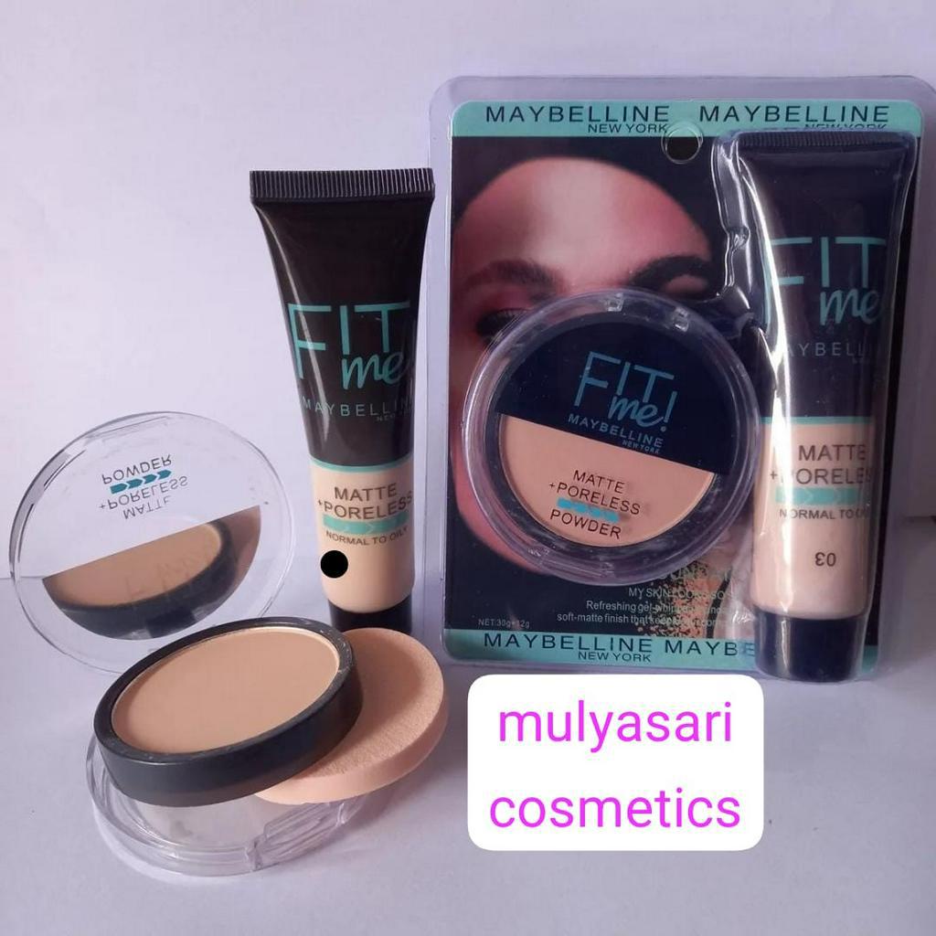 Promo-Fit me Maybelline 2in1 Bedak Padat+Foundation Basah / Make Up Set Maybelline 2in1 Mika Bedak + Foundation