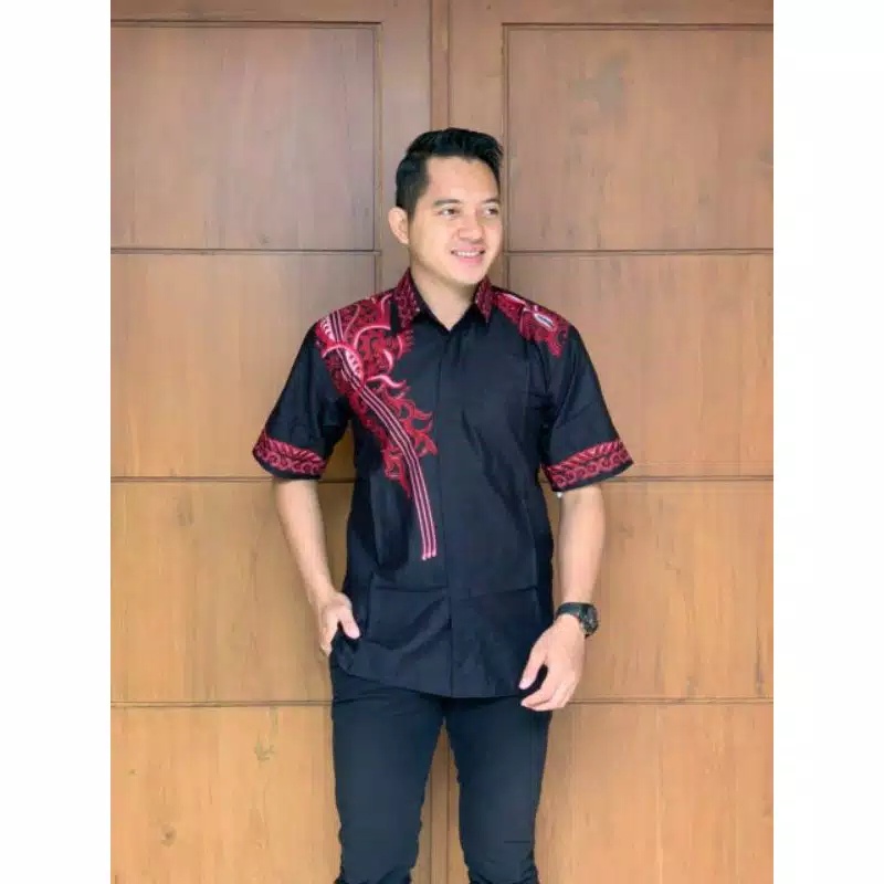 kemeja batik pria JZ merah