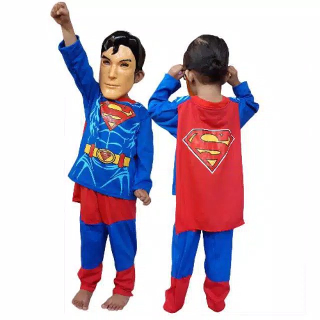 KOSTUM ANAK SUPERMAN FREE TOPENG UMUR 2-10