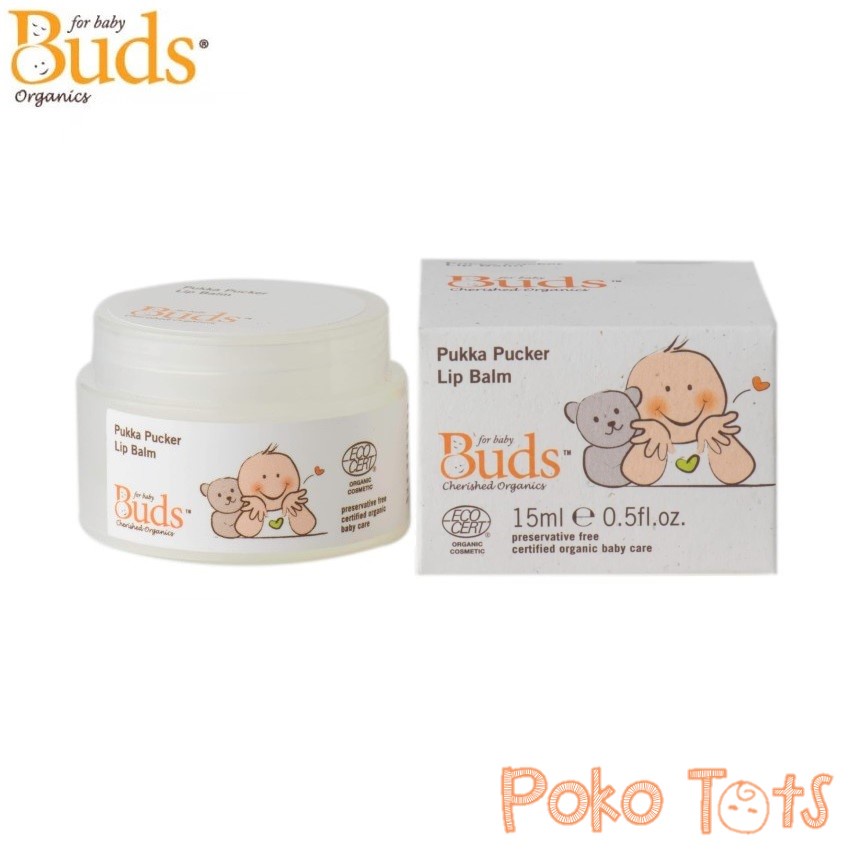 Buds Organics Pukka Pucker Lip Balm 15ml Pelembab Bibir Bayi Lip Balm Organik BCO Cherished Organic