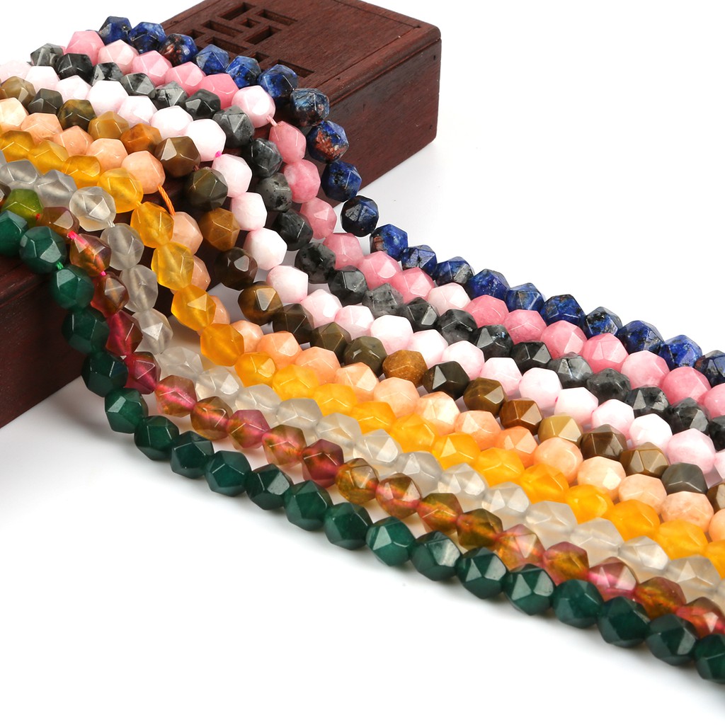 8mm AAA Grade Faceted White Blue Pink Quartzs Beads Natural Stone Beads DIY Loose Beads For Cambay Jewelry Making