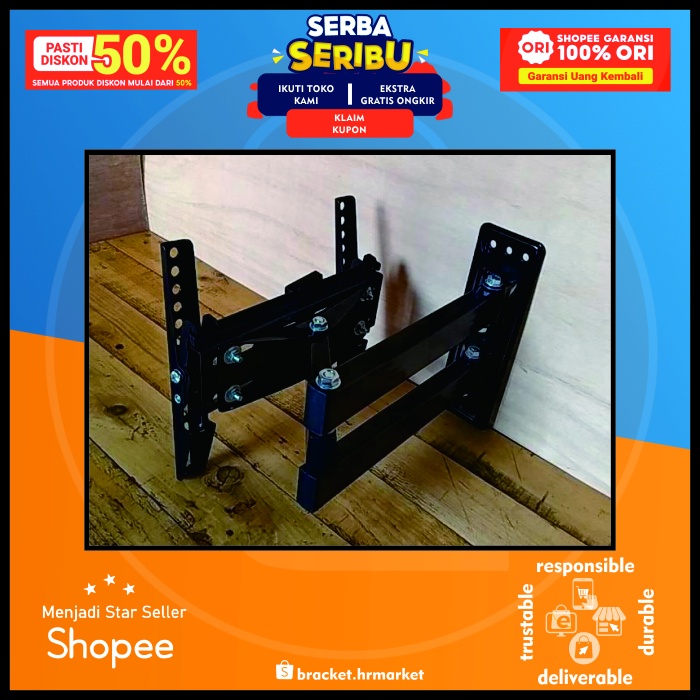 bracket tv 32 inch bracket tv 43 inch bracket tv 24 inch bisa 6 arah 100% kokoh murah swivel 20T