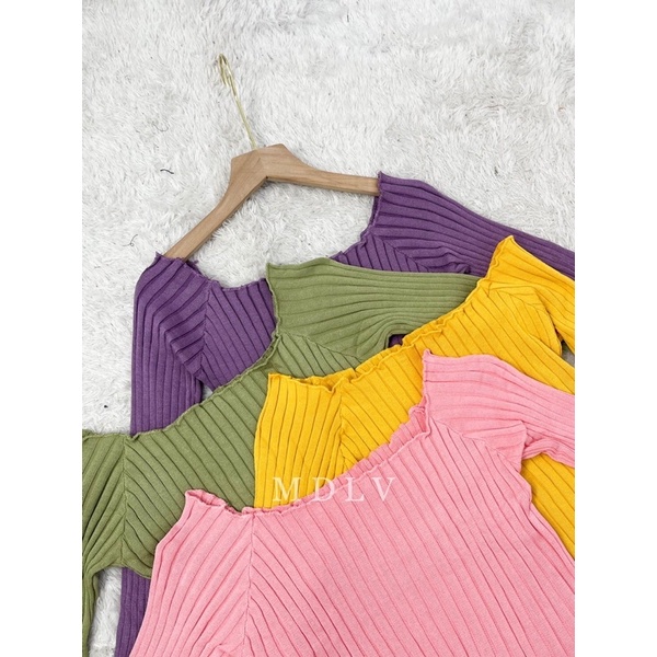 MDLV ~ Top ZIVA atasan Blouse Rajut Lengan Panjang Fashion Import