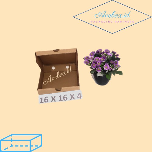 

[MINIMAL ORDER 10pcs] (16 X 16 X 4 CM) BOX KARDUS PACKING PIZZA
