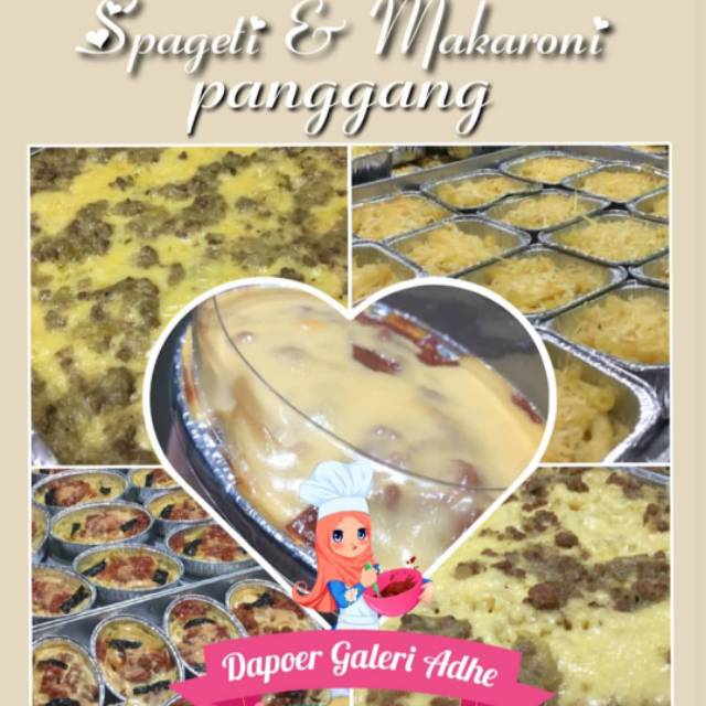 

Spageti dan Macaroni Panggang tersedia UK kecil dan UK besar harga mulai Rp. 15.000/pcs UK kecil