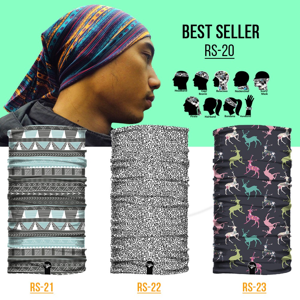 Masker motor eresshop headwear bandana headband multifungsi pria wanita untuk berkendara BAFF BUF