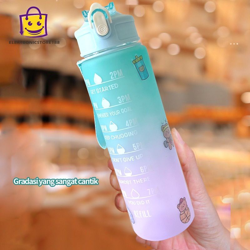 COD Botol minum 1 Liter viral, Motivasi Buat Anak korea 900ml gradiasi