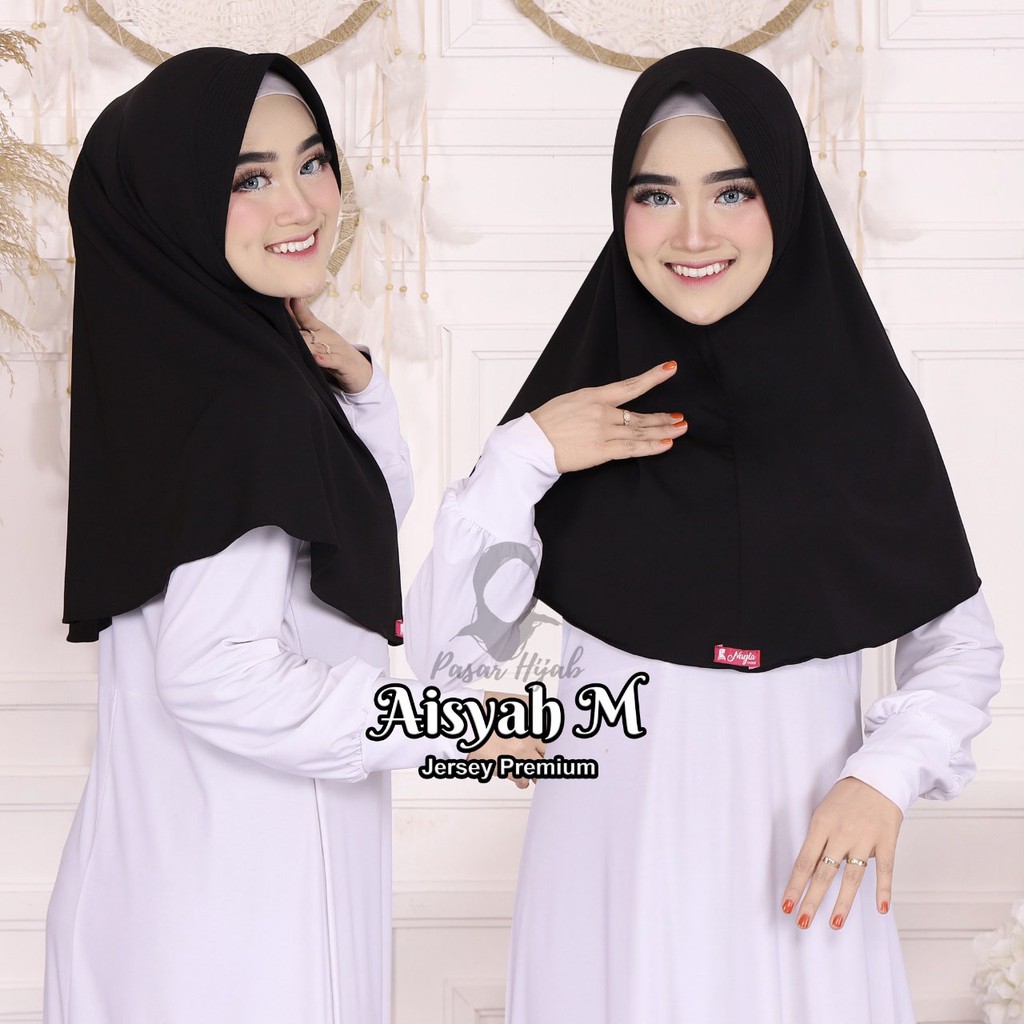 Hijab Bergo Jersey Premium Jilbab Instan Bergo Aisyah M Kerudung Bergo Polos Pasar Hija'b