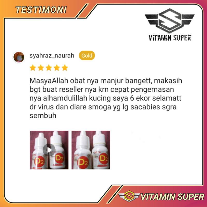 Obat Kucing Anti Virus Super D2 | Obat Flu Berat, Panleu, Calici, Distemper, Mencret, Pipis Darah, Sariawan, Lemes, Muntah dan Ambein