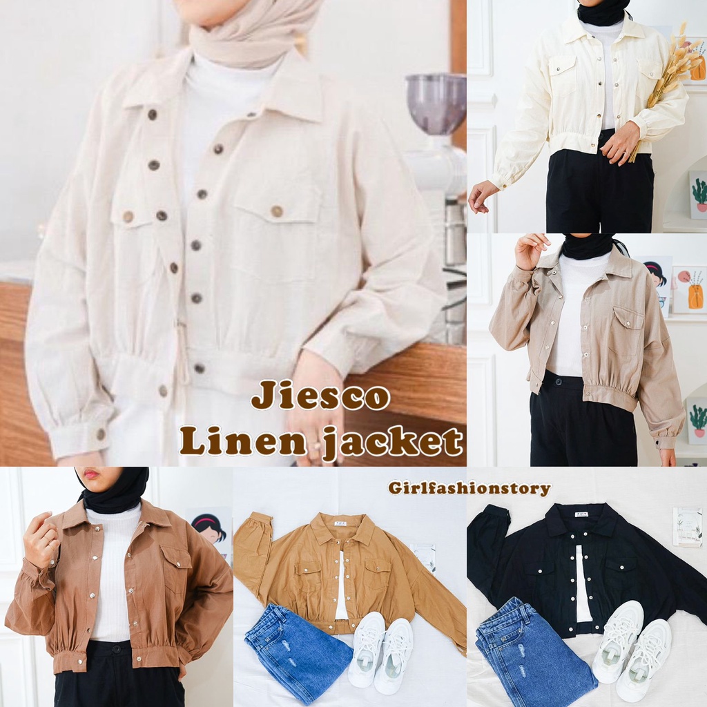 BEFAST - ZFS OOTD Wanita Jaket NITHA / JIESCO LINEN JACKET / Jaket Wanita / Outer Ala Style Korean / Jaket Polos Kekinian 2021 / Jaket Casual / Jaket Banyak Warna