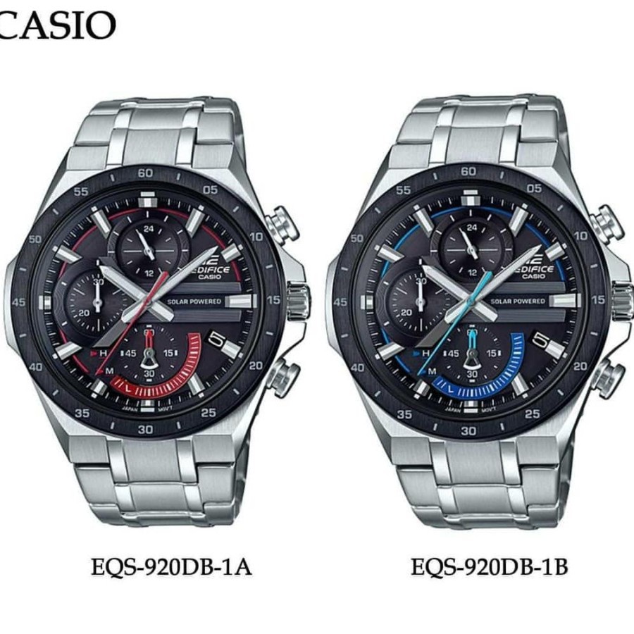Jam Tangan Pria Casio Edifice EQS-920 Stainless Silver Black Dial