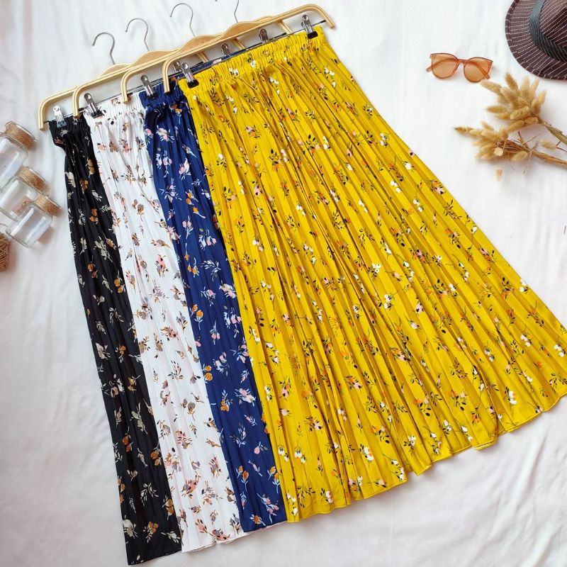 ROK PLISKET MOTIF FLOWER  ROK WANITA MOTIF HANA SKIRT