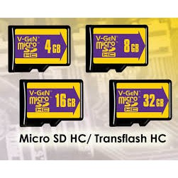 Memory Vgen Micro SD / SDHC V-GEN 4GB 8GB 16GB 32GB Class 6 48MB/s Original