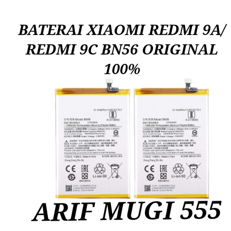 BATRAI BATERAI BATTERY XIAOMI REDMI 9A/REDMI 9C BN56 ORIGINAL 100%