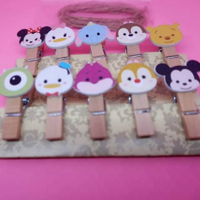 10 pcs Jepitan Foto Tsum Polaroid Gantungan Kayu Wooden Clip