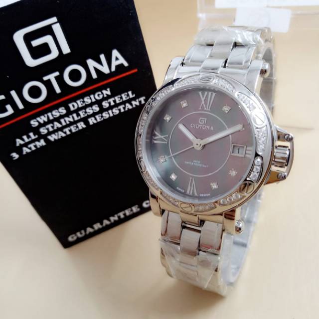 Jam Tangan Mewah Giotona 7372 Original Silver